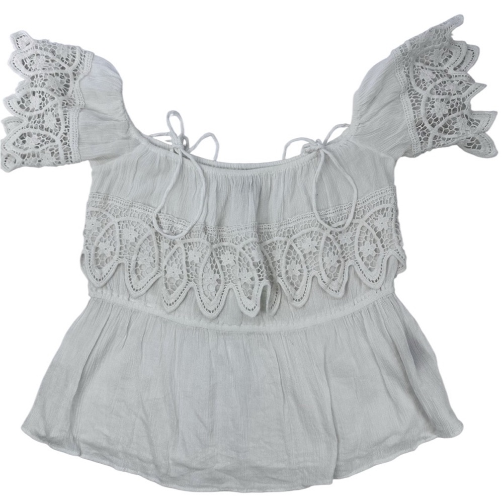 Denim & Supply Ralph Lauren White Lace Peasant Top – Size Large